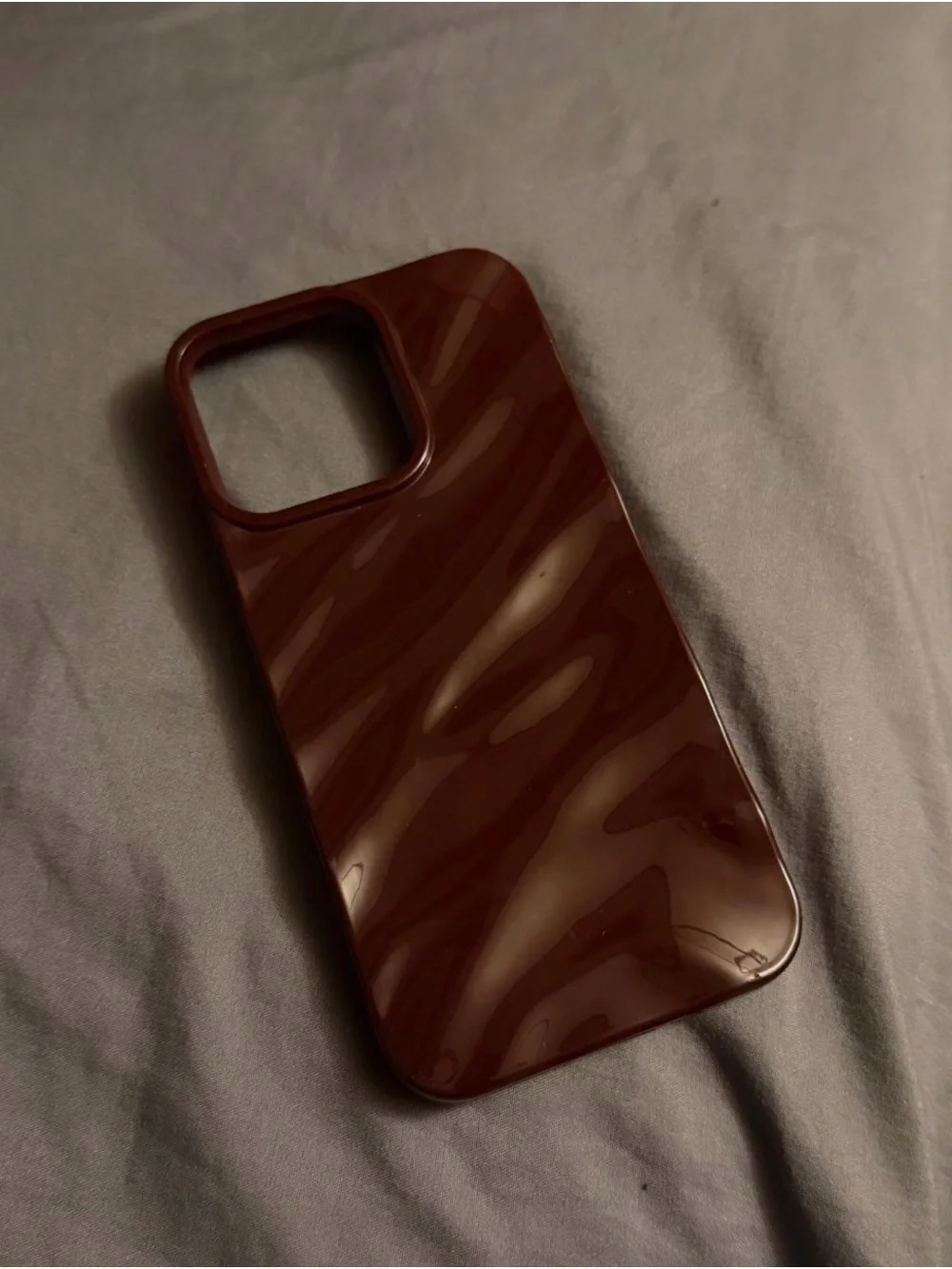 Sleek Burgundy Protective Phone Case for iPhone - Wave Texture